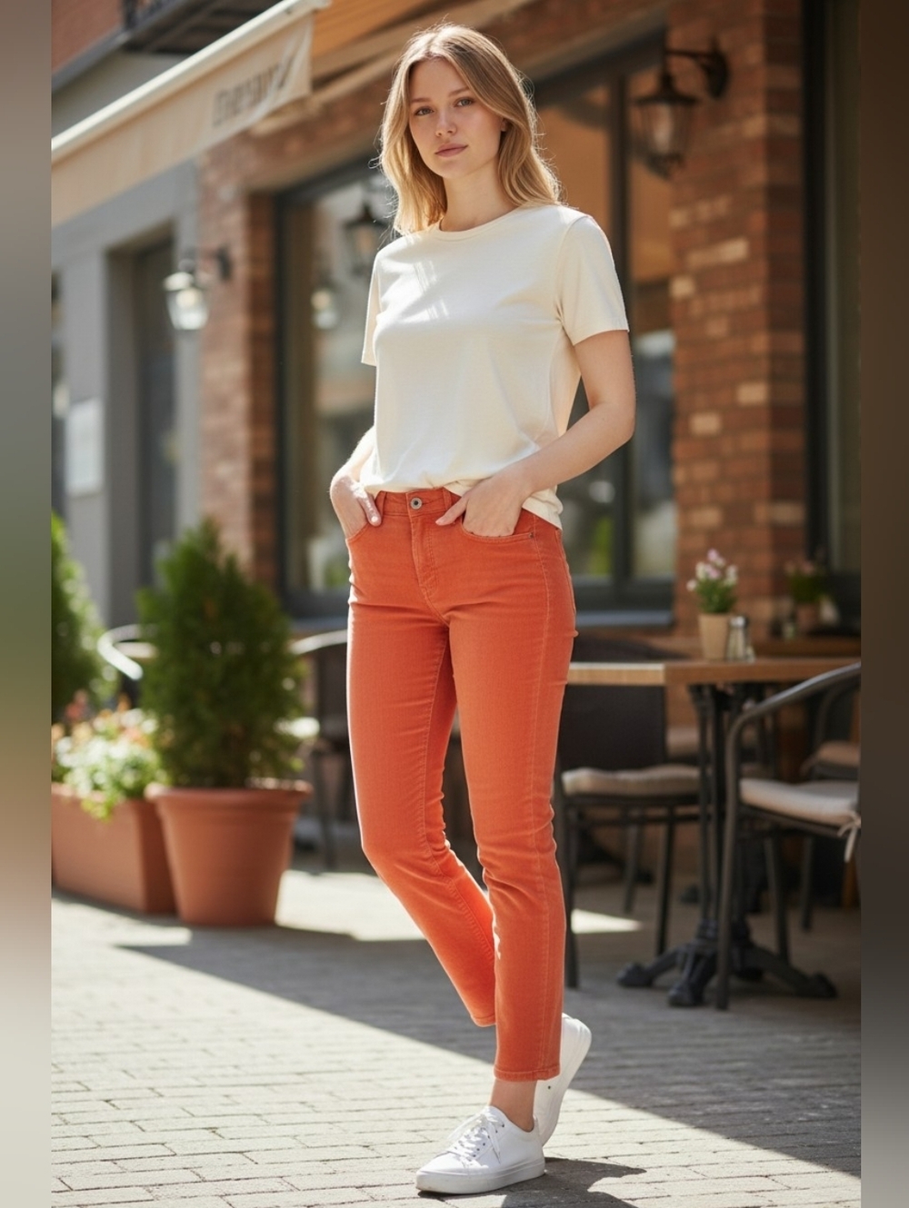 Dear John Corduroy Skinny Pants – Coral Rust – Size 26